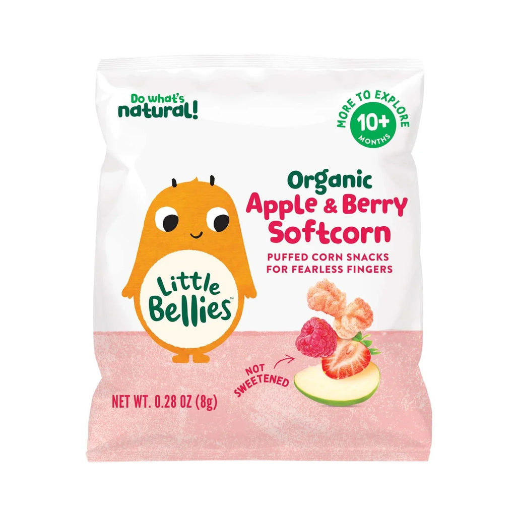 Little Bellies Organic Apple & Berry Softcorn Puffed Corn Snack for Baby & Toddler, Age 10+ Months, 0.28 oz