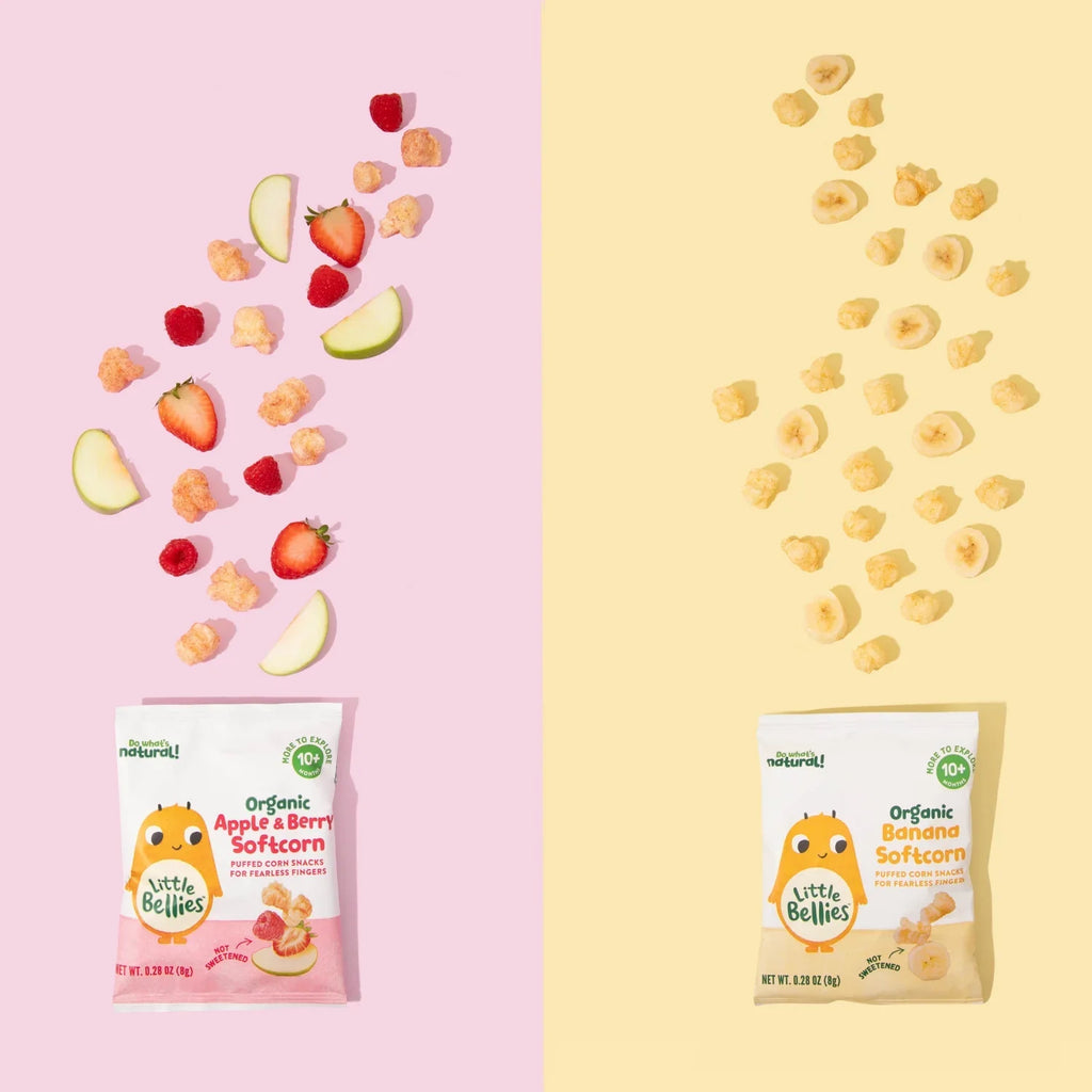 Little Bellies Organic Apple & Berry Softcorn Puffed Corn Snack for Baby & Toddler, Age 10+ Months, 0.28 oz