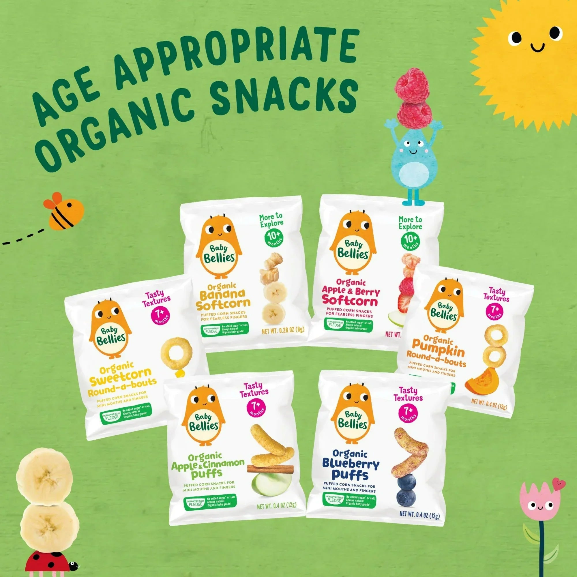 Little Bellies Organic Apple and Cinnamon Puffed Corn Snack, 0.42 oz