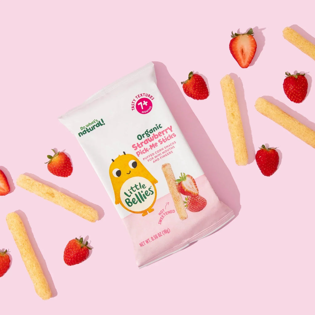 Little Bellies Organic Strawberry Pick-Me Sticks Puff Snack, 0.56 oz