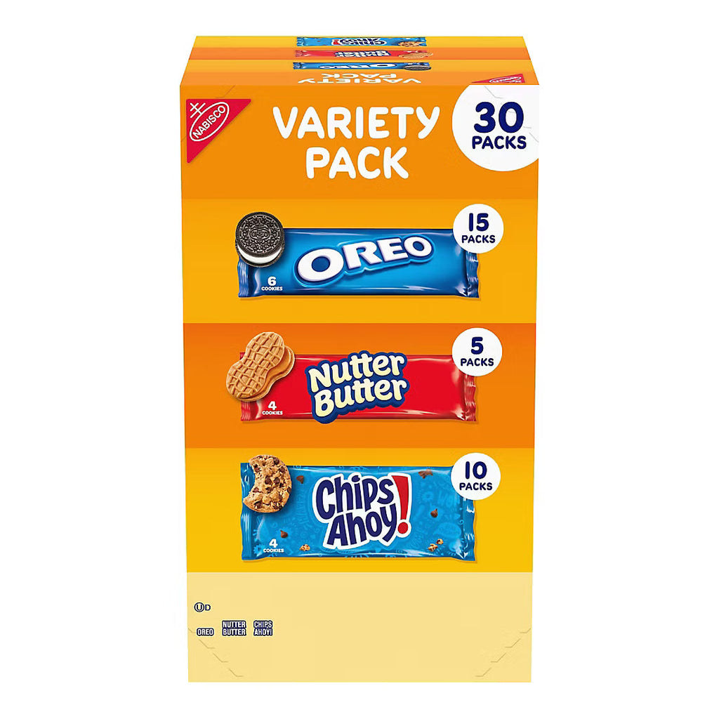 Nabisco Cookie Variety Pack, OREO, Nutter Butter, Chips Ahoy!, Snack Packs, 30 pk.