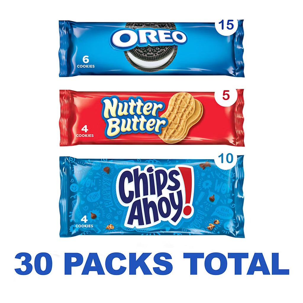 Nabisco Cookie Variety Pack, OREO, Nutter Butter, Chips Ahoy!, Snack Packs, 30 pk.