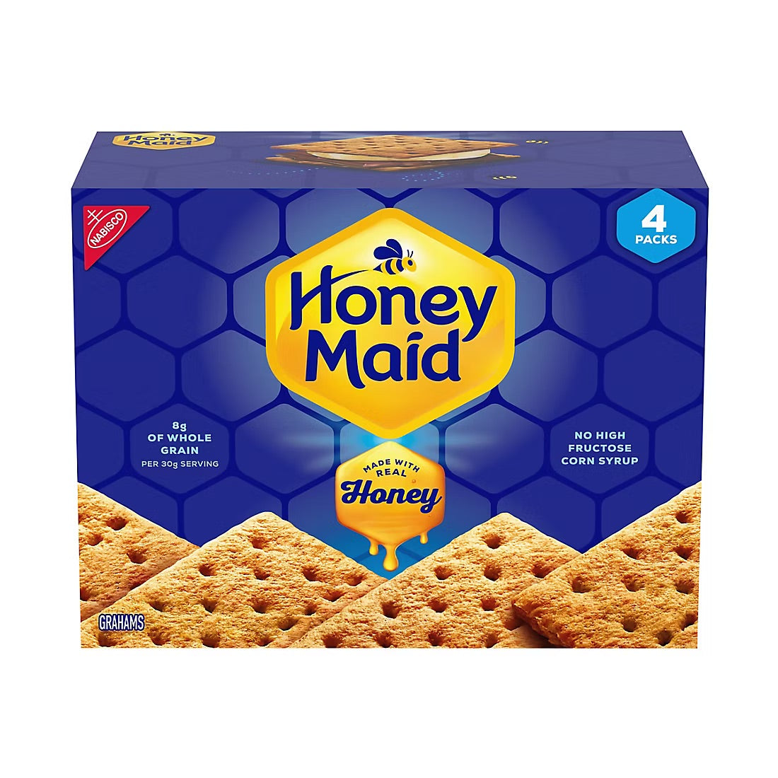 Nabisco Honey Maid Honey Graham Crackers, Lunch Snacks, 14.4 oz. 4 Boxes