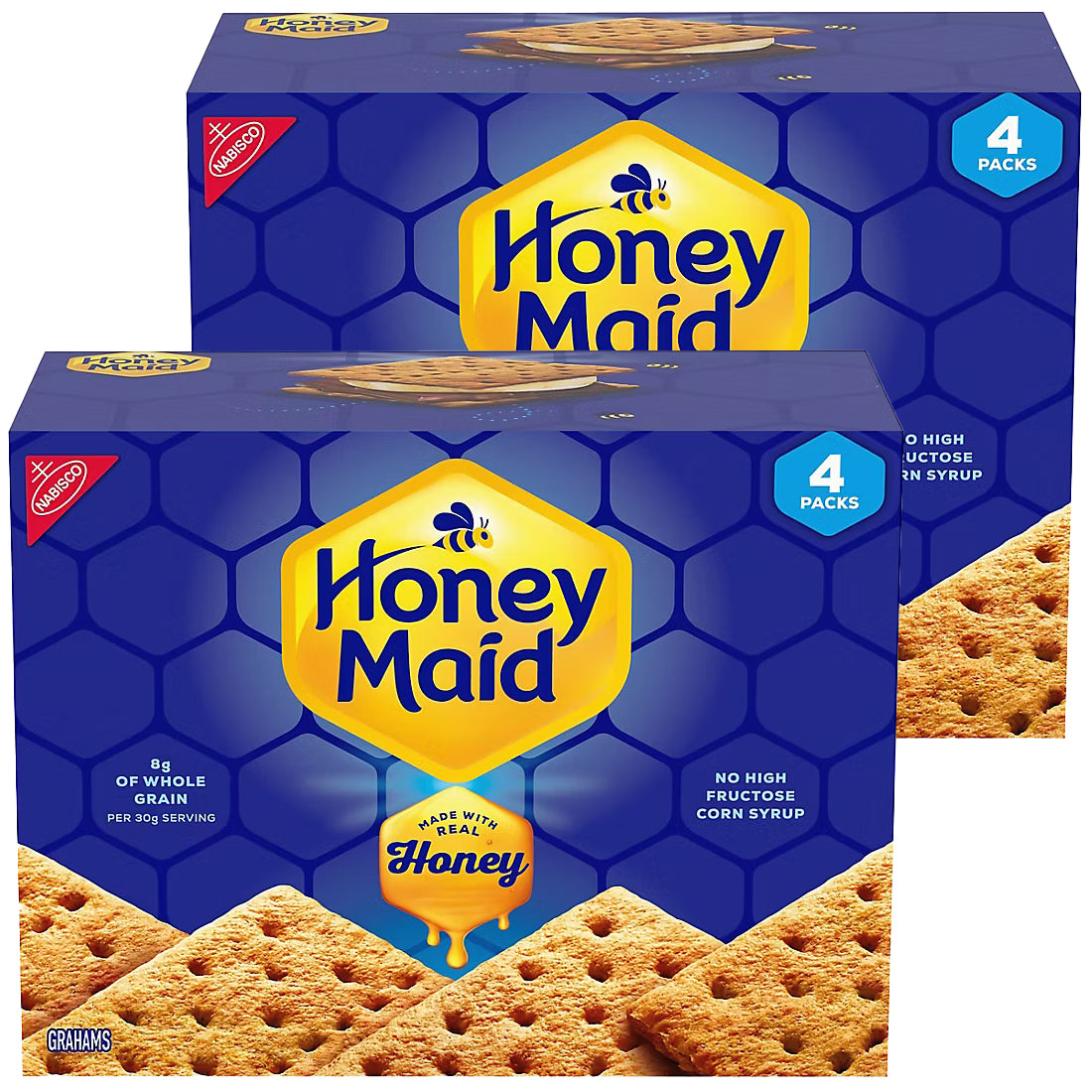 Nabisco Honey Maid Honey Graham Crackers, Lunch Snacks, 14.4 oz. 4 Boxes