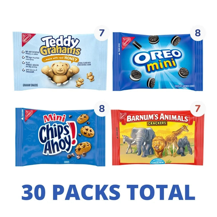 Nabisco Variety Pack, OREO CHIPS AHOY! Teddy Grahams, Barnum's, 30 ct