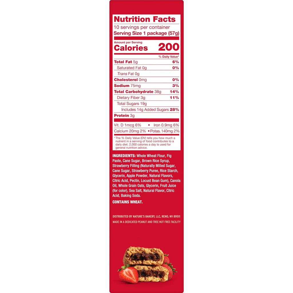 Nature’s Bakery Whole Wheat Strawberry Fig Bars Kosher 10 Twin Packs, 20 oz