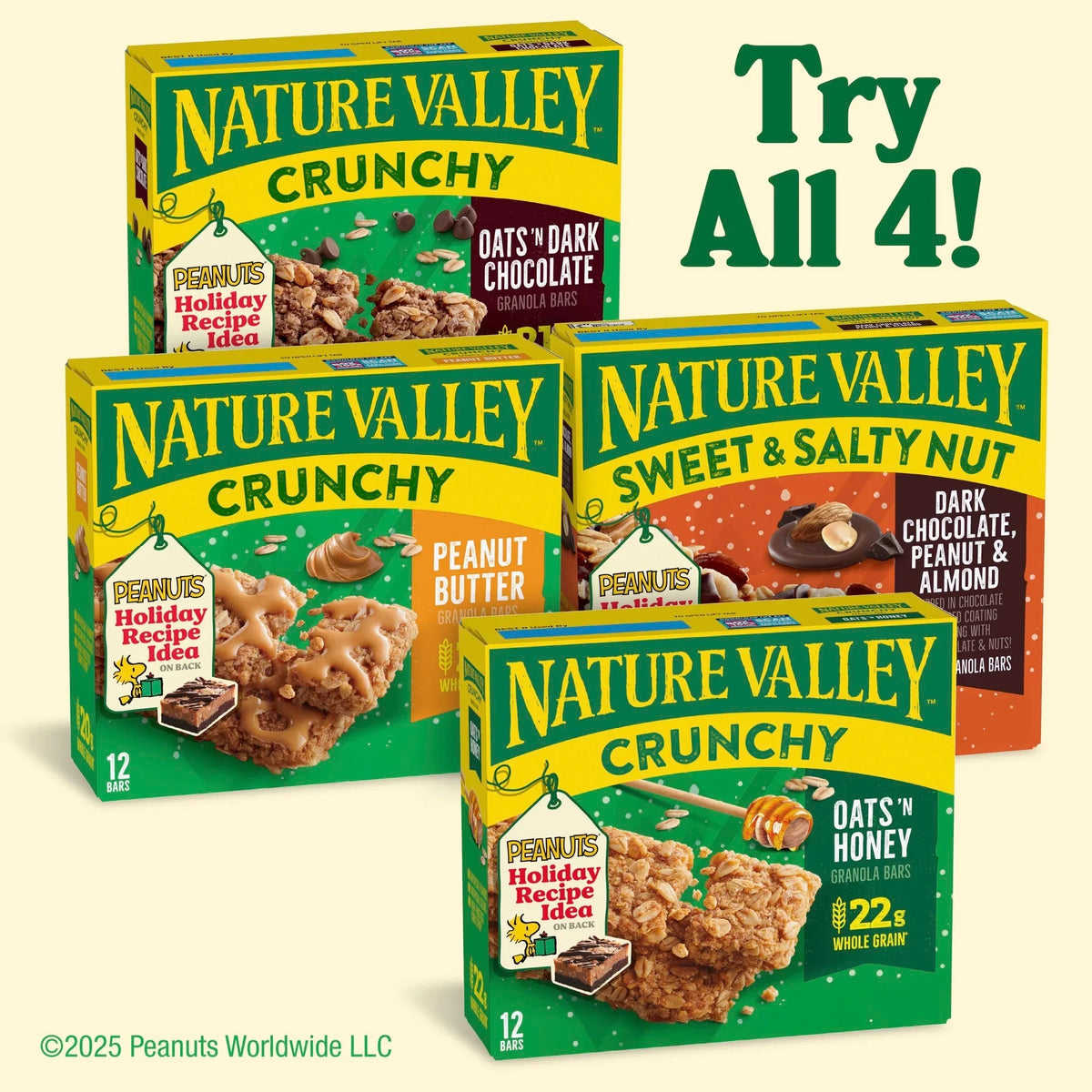 Nature Valley Crunchy Granola Bars, Oats 'n Dark Chocolate, 12 Count, (6 Pouches), 8.94 oz