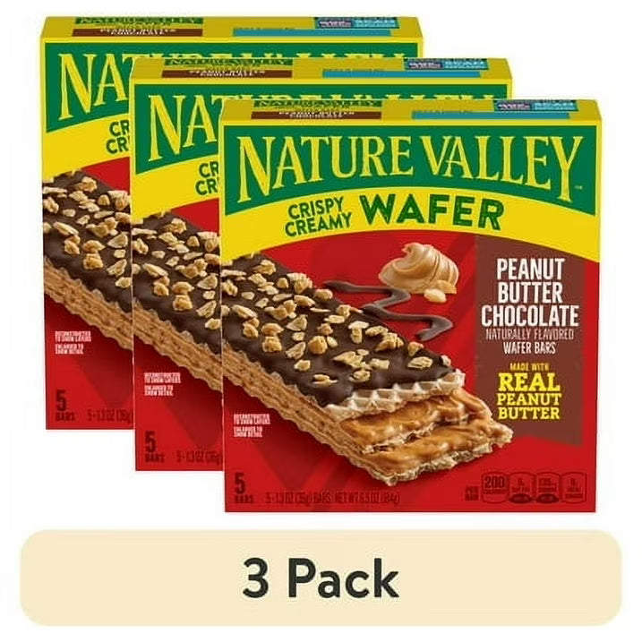 Nature Valley Wafer Bars, Peanut Butter Chocolate 5 Bars, 6.5 oz (3 pack)