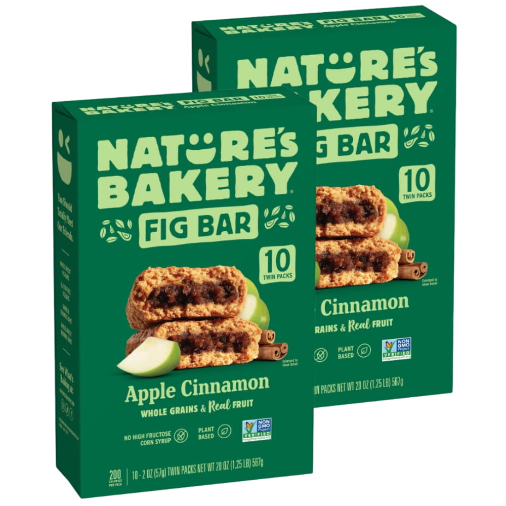 Nature's Bakery Apple Cinnamon Fig Bars Kosher 10 Twin Packs, 20 oz - 2 Pack