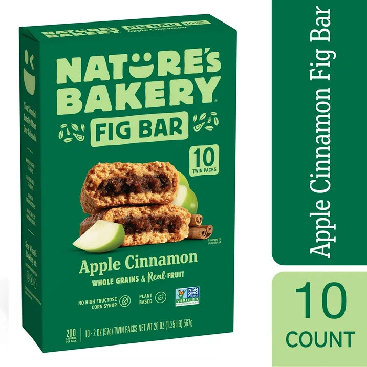 Nature's Bakery Apple Cinnamon Fig Bars Kosher 10 Twin packs, 20 oz