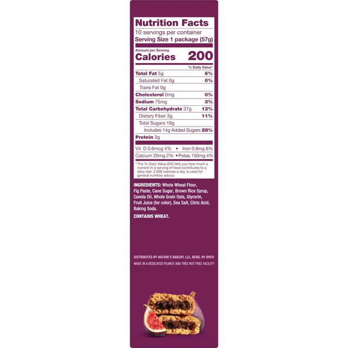 Nature's Bakery Original Fig Bars Kosher Soft Baked 10 Twin Packs, 20 oz