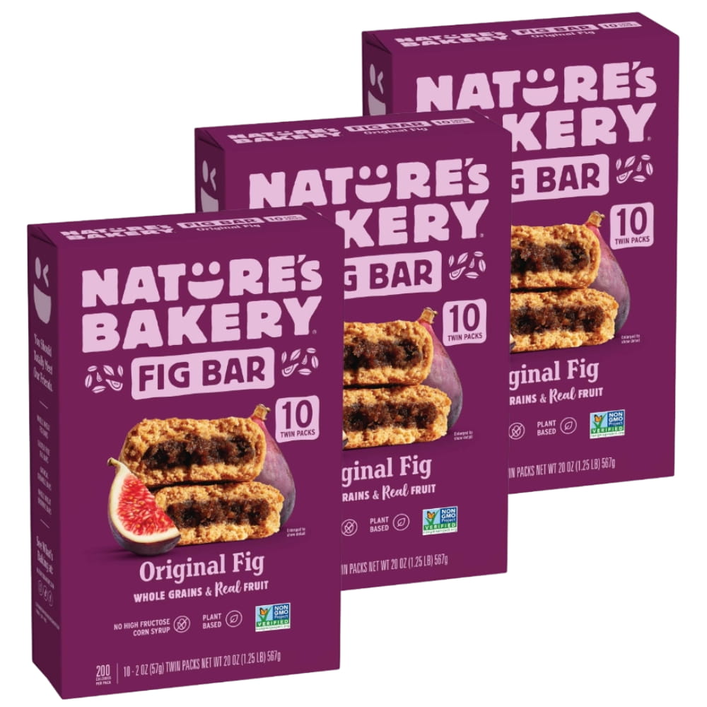 Nature's Bakery Original Fig Bars Kosher Soft Baked 10 Twin Packs, 20 oz - 3 Pack