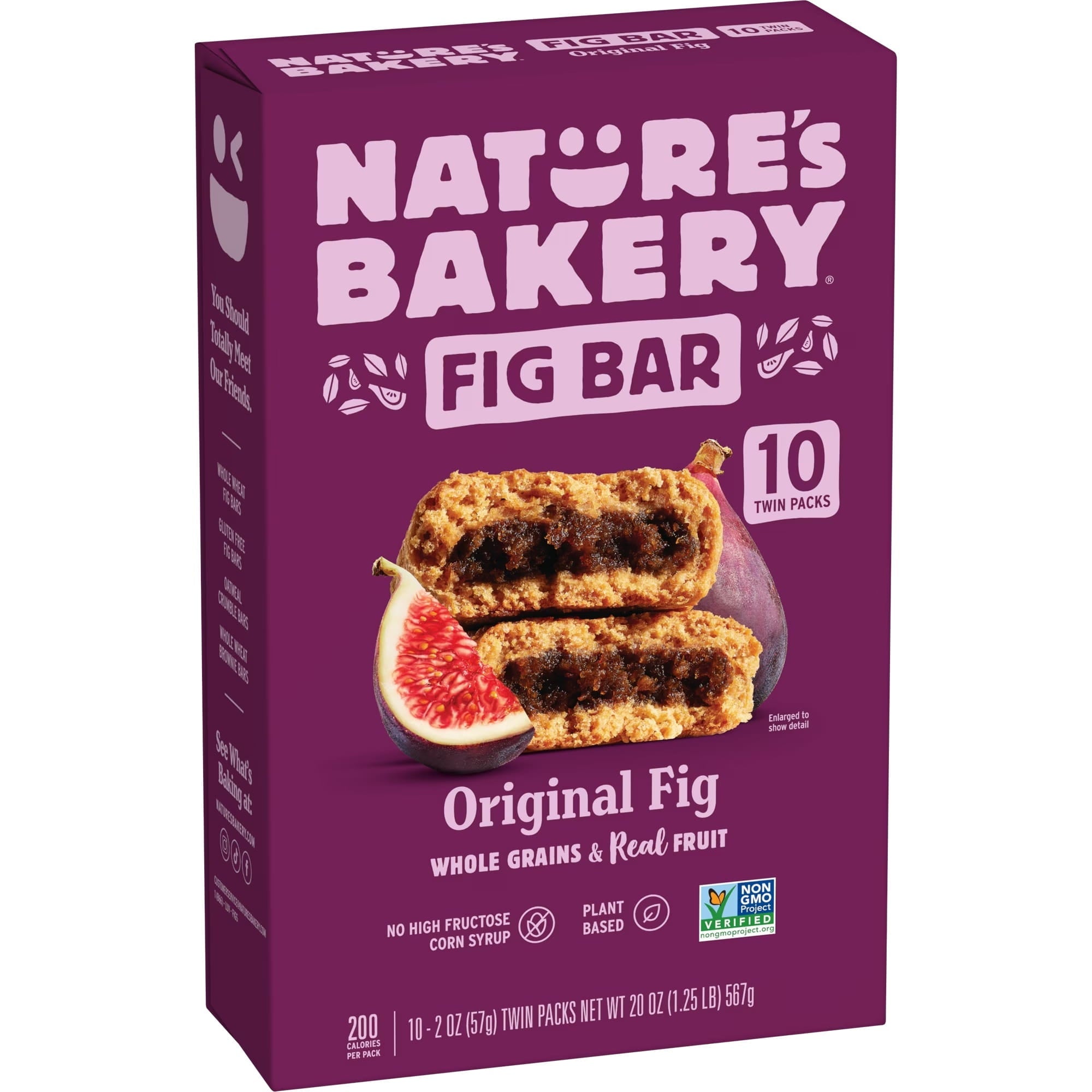 Nature's Bakery Original Fig Bars Kosher Soft Baked 10 Twin Packs, 20 oz
