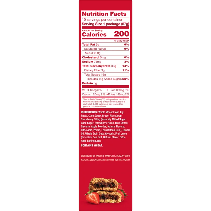 Nature’s Bakery Whole Wheat Strawberry Fig Bars Kosher 10 Twin Packs, 20 oz