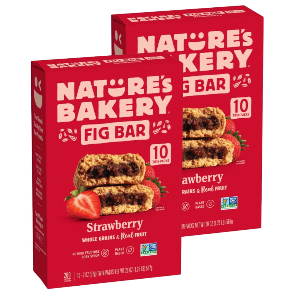 Nature’s Bakery Whole Wheat Strawberry Fig Bars Kosher 10 Twin Packs, 20 oz - 2 Pack