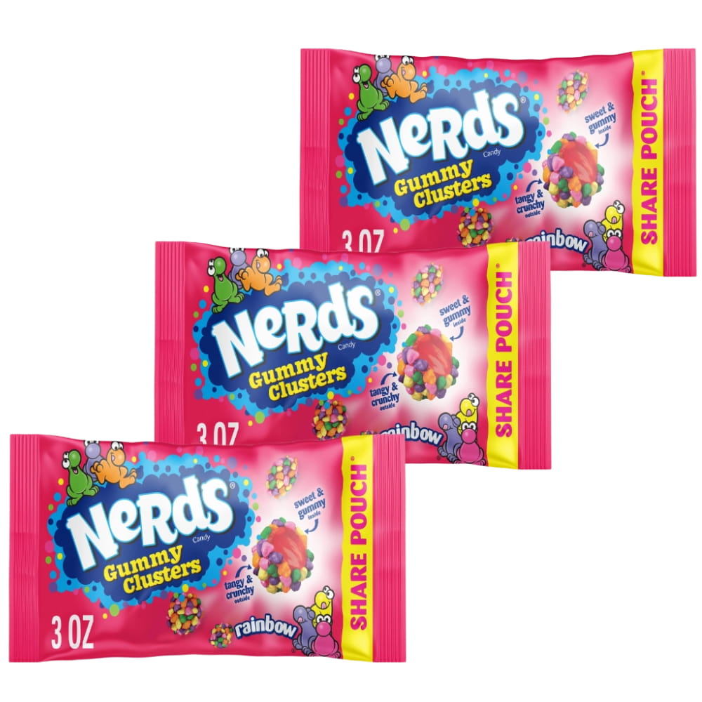 NERDS Gummy Clusters Rainbow Gummy Candy 3 oz - 3 Pack