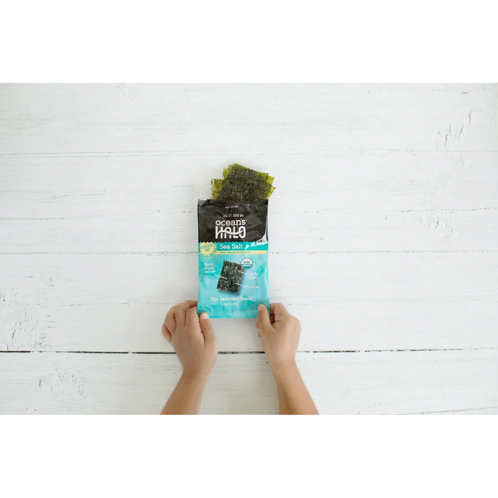 Ocean's Halo Seaweed Snack Sea Salt, Vegan Keto Nori Crispy Chips, 5 pk.