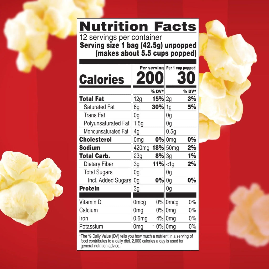 Orville Redenbacher’s Microwave Popcorn Mini Bags, Movie Theater Butter Flavor, 12-Count, 1.5 oz