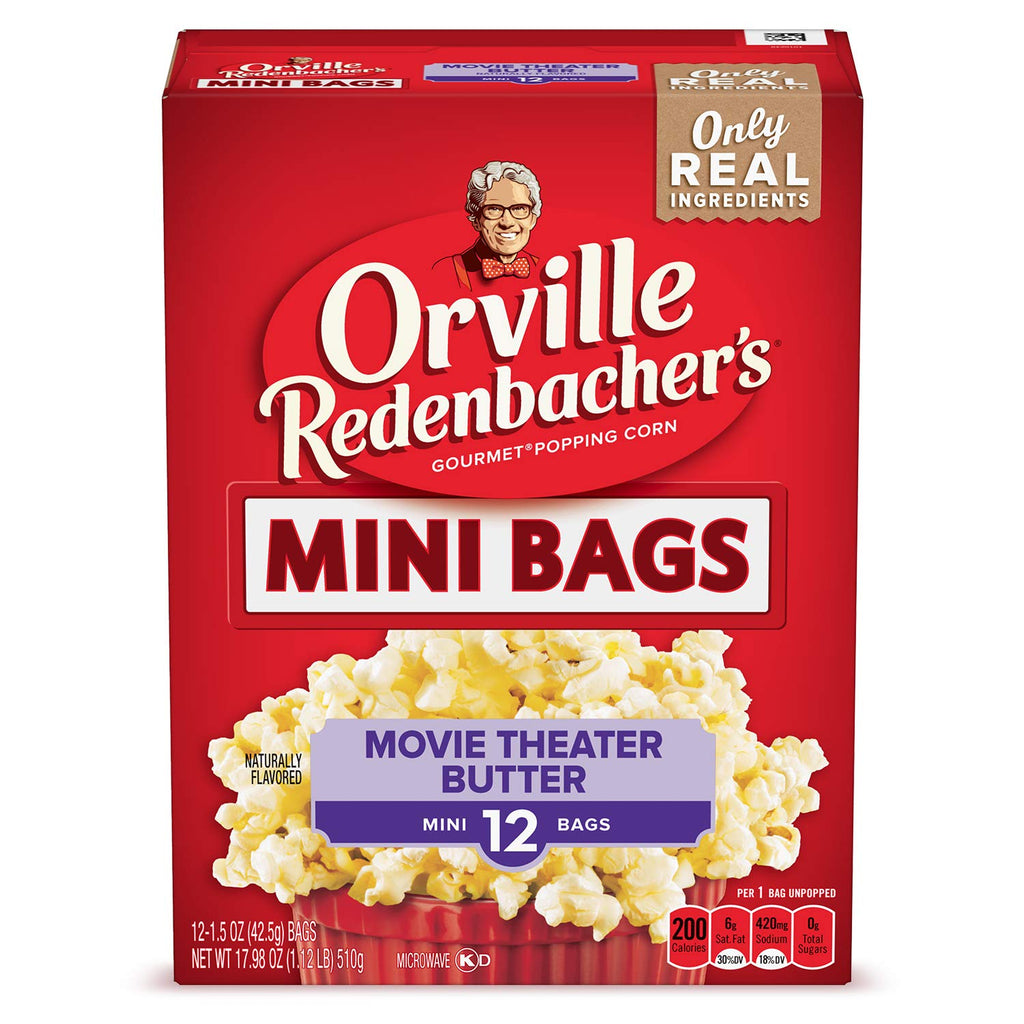 Orville Redenbacher’s Microwave Popcorn Mini Bags, Movie Theater Butter Flavor, 12-Count, 1.5 oz