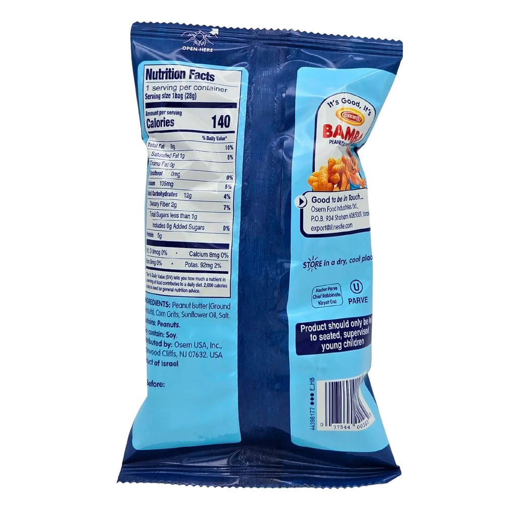 Osem Bamba Peanut Butter Puffs Snack Bag, 1 oz Back
