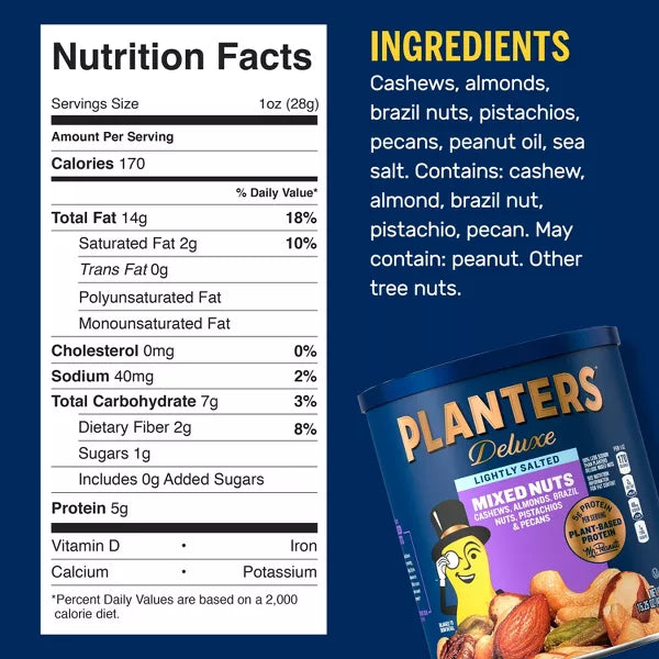 Planters Deluxe Lightly Salted Mixed Nuts, 15.25oz.