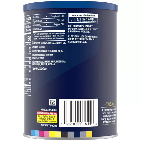 Planters Deluxe Salted Whole Cashews, 18.25oz.