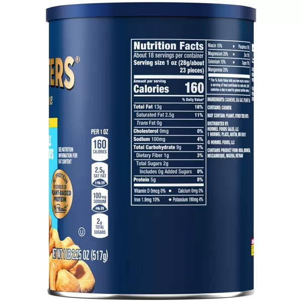 Planters Deluxe Salted Whole Cashews, 18.25oz.