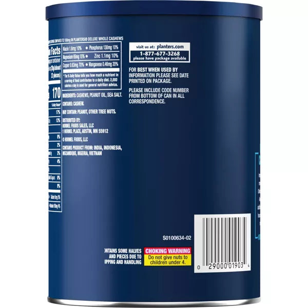 Planters Deluxe Whole Cashews Lightly Salted 18.25oz.