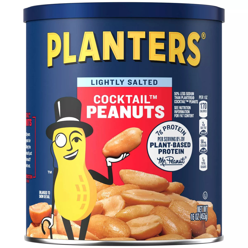 Planters Lightly Salted Made With Sea Salt Cocktail Peanuts, 16oz.