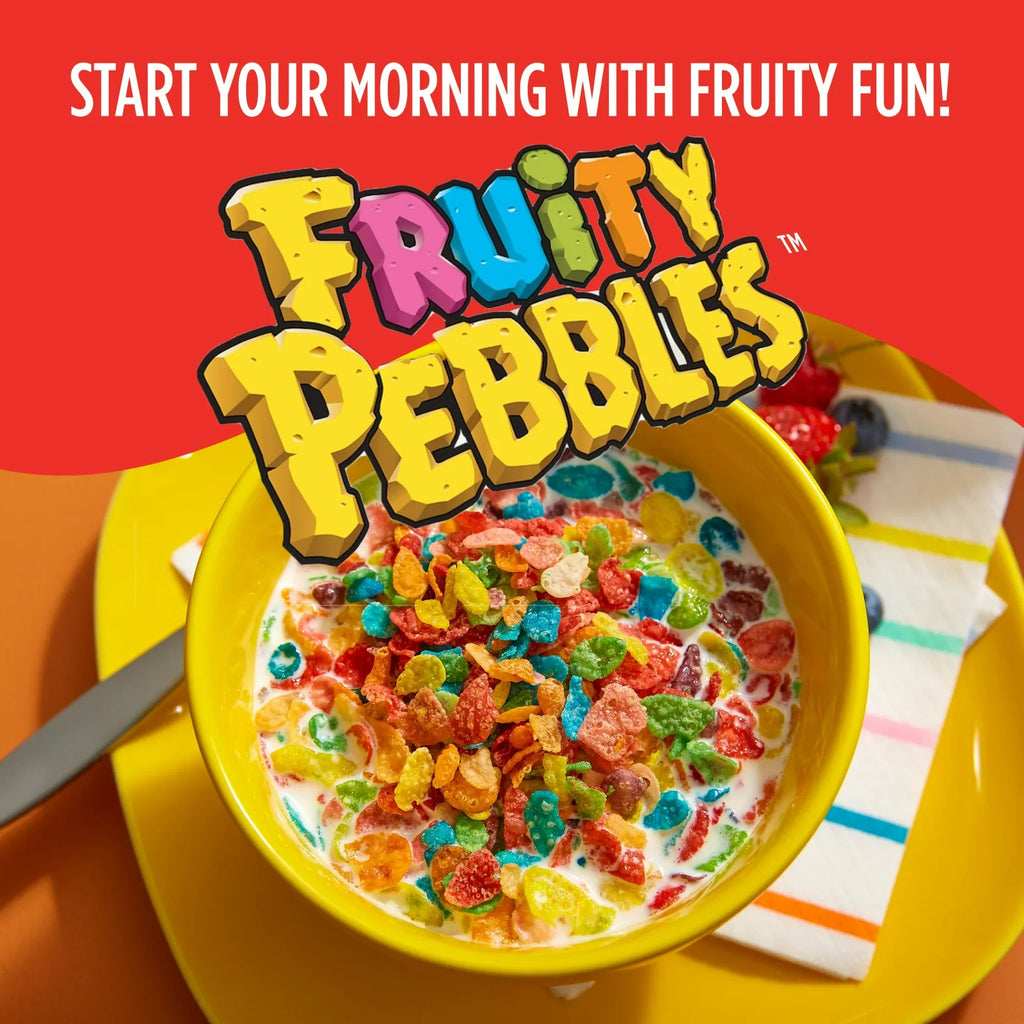 Post Fruity PEBBLES Breakfast Cereal, Gluten Free Sweetened Puffed Rice, 32 oz