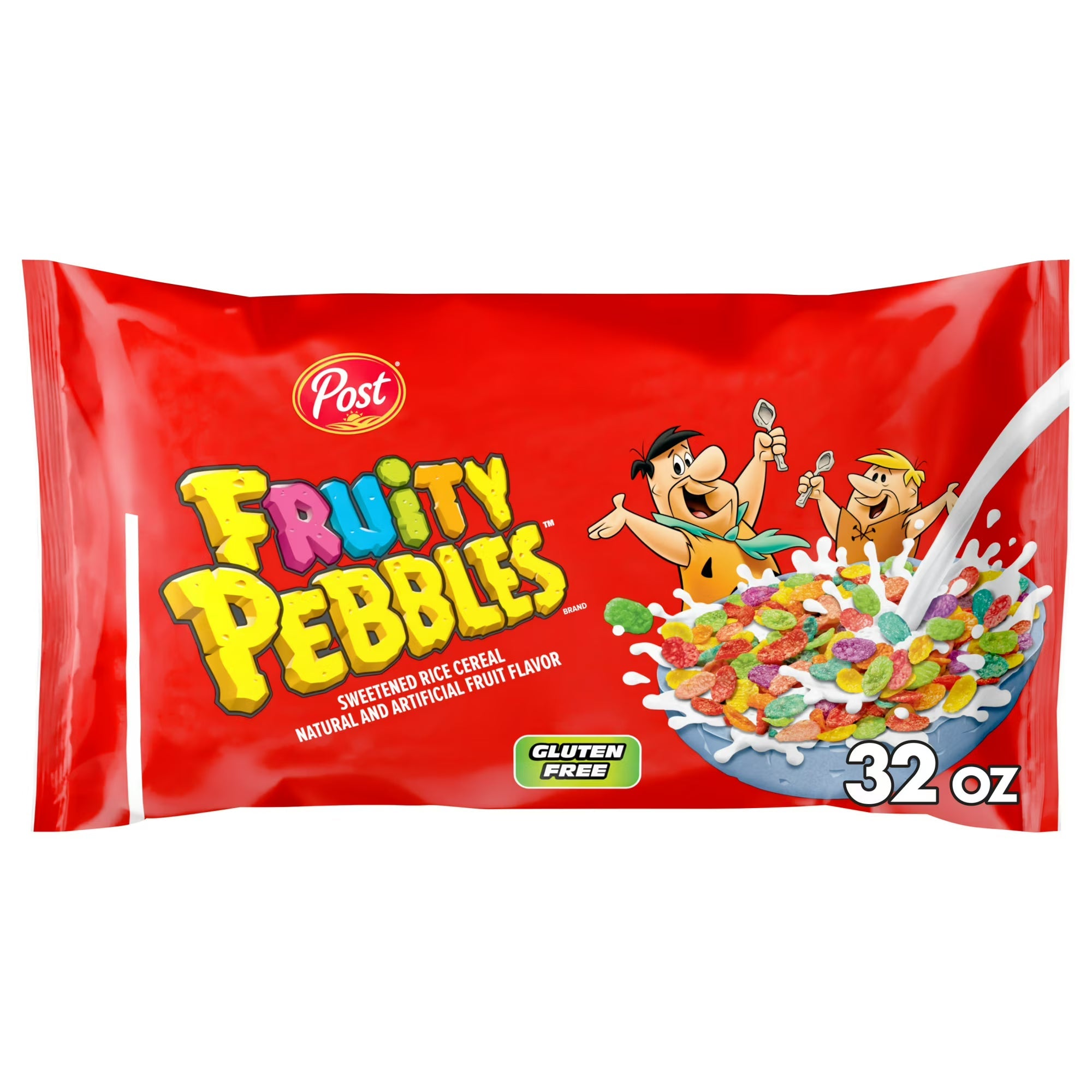 Post Fruity PEBBLES Breakfast Cereal, Gluten Free Sweetened Puffed Rice, 32 oz