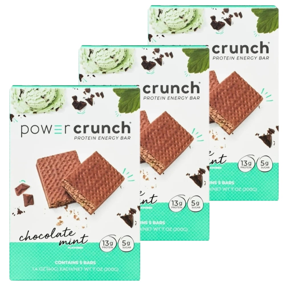 Power Crunch Original Protein Energy Bars, Chocolate Mint, 5 Bars - 3 Pack