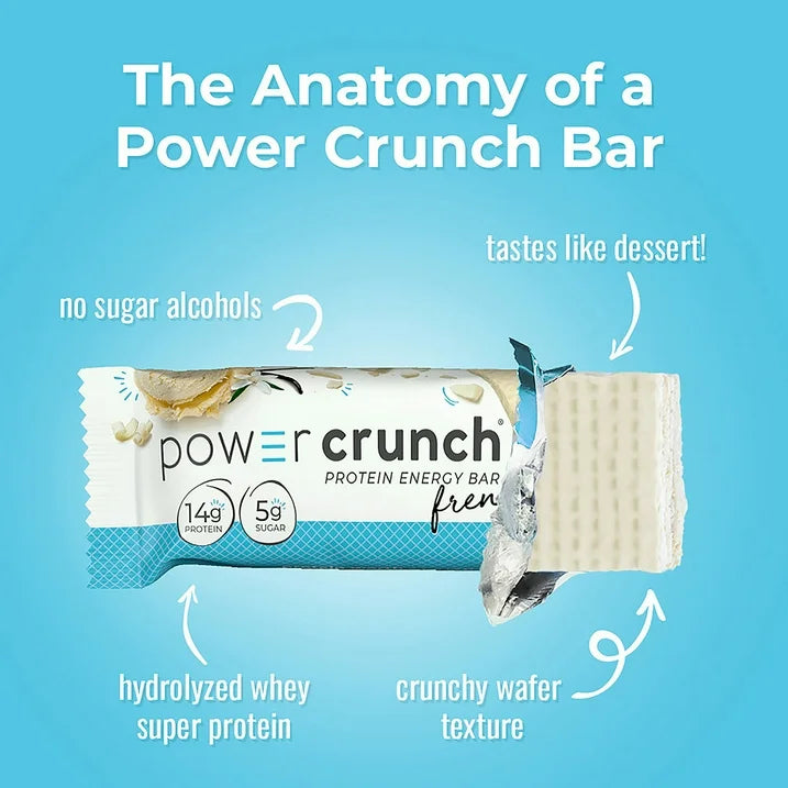 Power Crunch Original Protein Energy Bars, French Vanilla Cream, 5 Bars