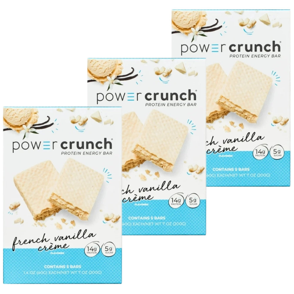Power Crunch Original Protein Energy Bars, French Vanilla Cream, 5 Bars - 3 Pack