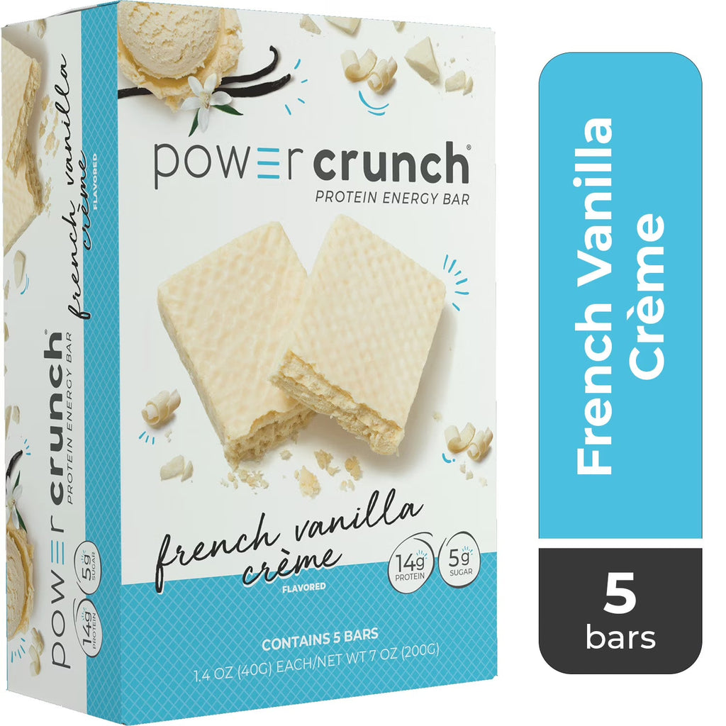 Power Crunch Original Protein Energy Bars, French Vanilla Cream, 5 Bars