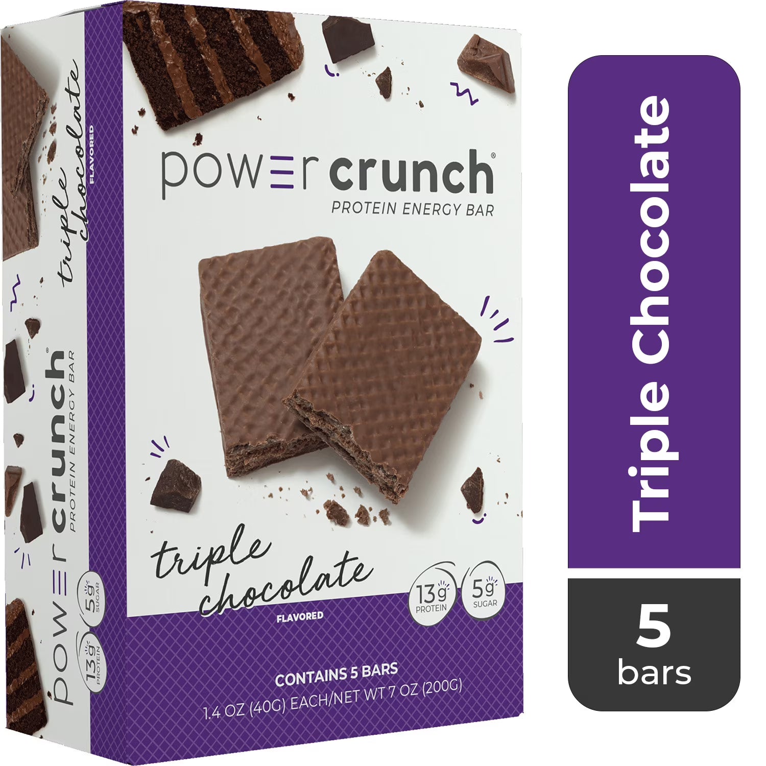 Power Crunch Original Protein Energy Bars, Triple Chocolate, 5 Bars