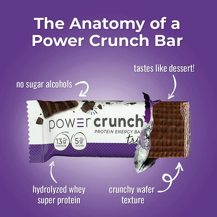 Power Crunch Original Protein Energy Bars, Triple Chocolate, 5 Bars