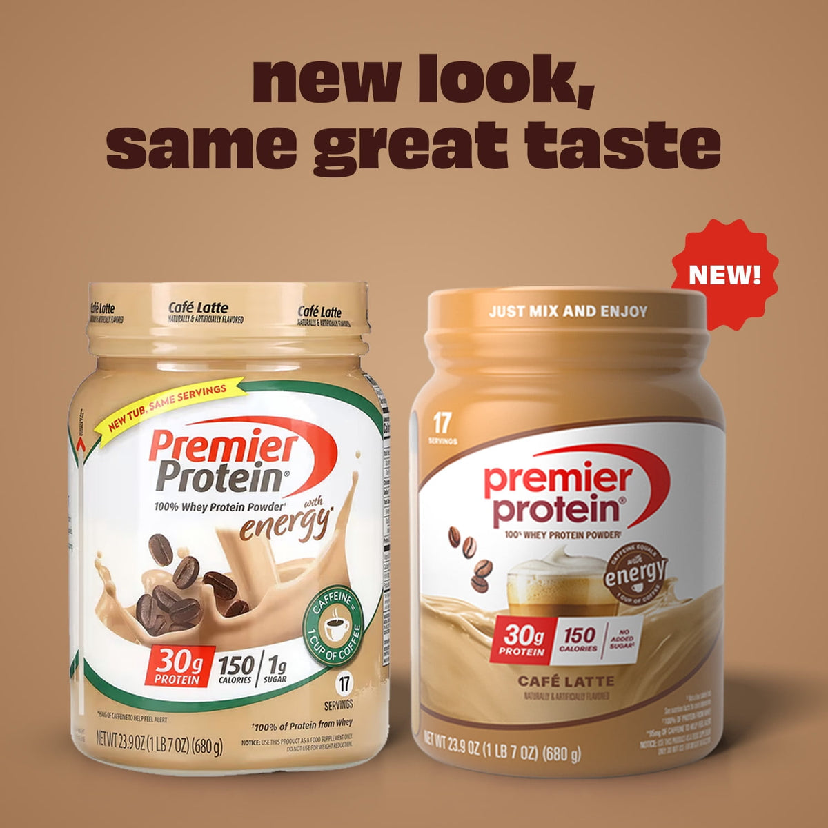 Premier Protein 100% Whey Protein Powder, Café Latte, 30g Protein, 23.9 oz