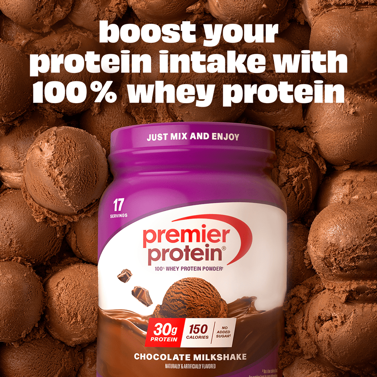 Premier Protein 100% Whey Protein Powder, Chocolate Milkshake, 30g Protein, 24.5 oz