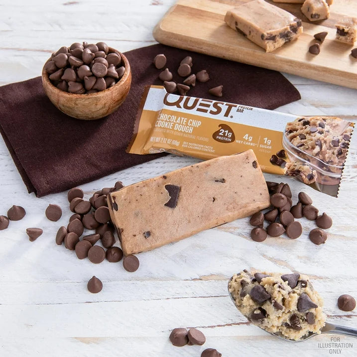 Quest Chocolate Chip Cookie Dough Protein Bar, Gluten-Free, 8 Bars