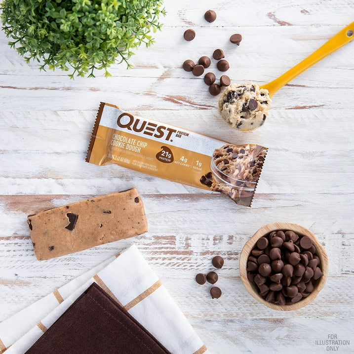 Quest Chocolate Chip Cookie Dough Protein Bar, Gluten-Free, 8 Bars