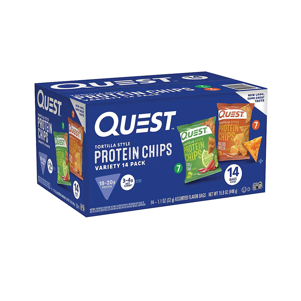 Quest Tortilla Style Protein Chips, Nacho Cheese &amp; Chili Lime, Snacks, 14 ct.