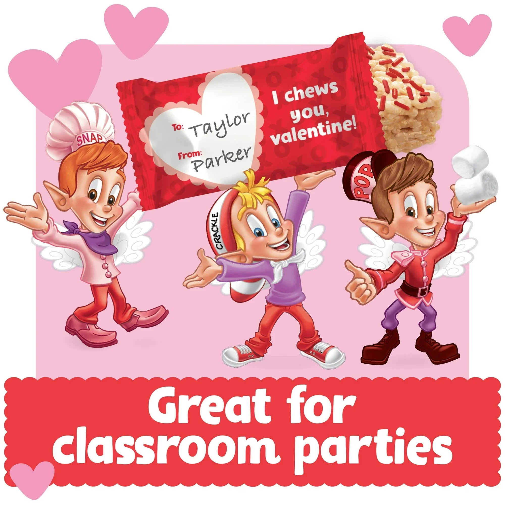 Rice Krispies Treats Valentine's Day Minis with Sprinkles Chewy Mini Marshmallow Cereal Bars, Kids Snacks, 32 Count, 12.4 oz