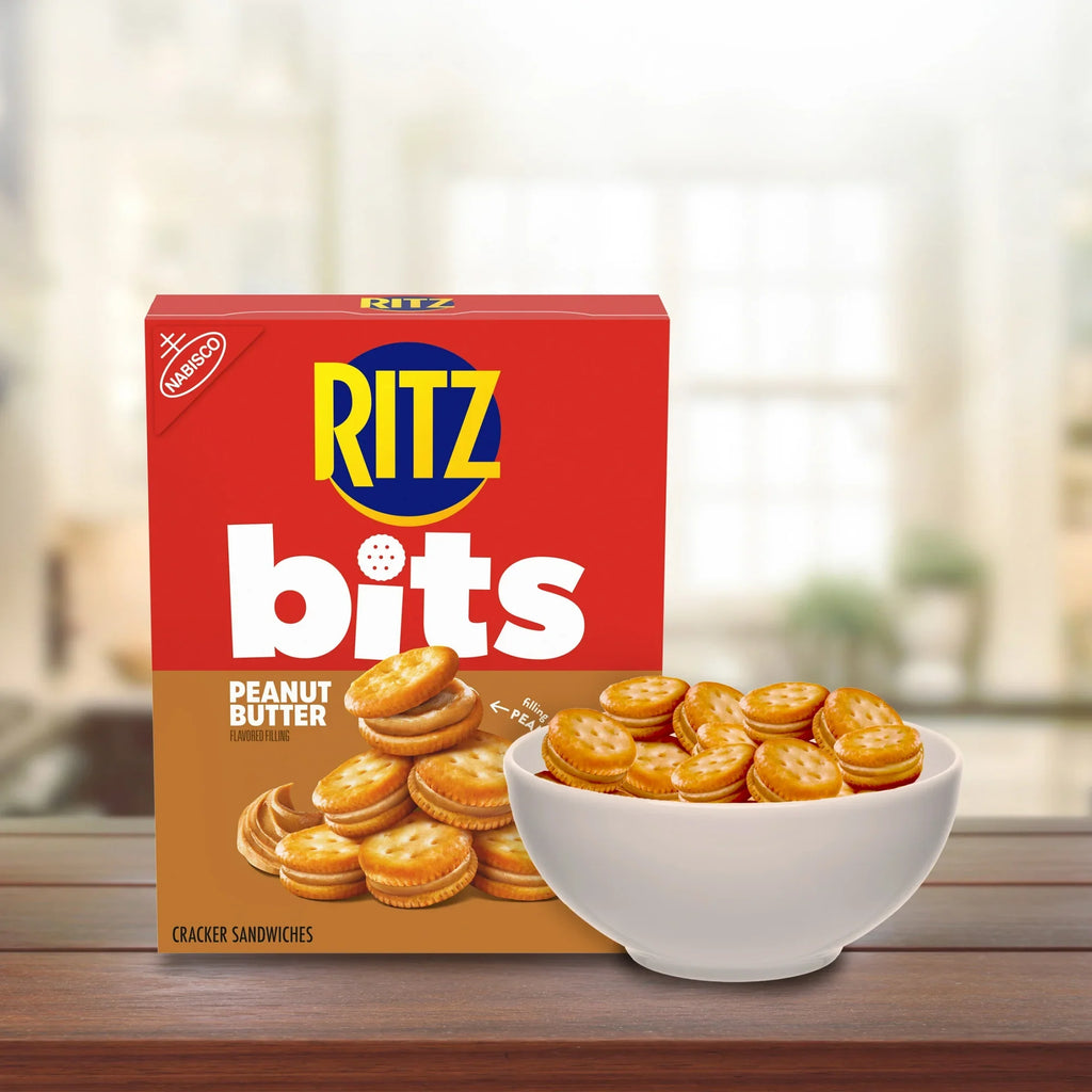 RITZ Bits Peanut Butter Sandwich Crackers, Snacks, Lunch Snacks 8.8 oz