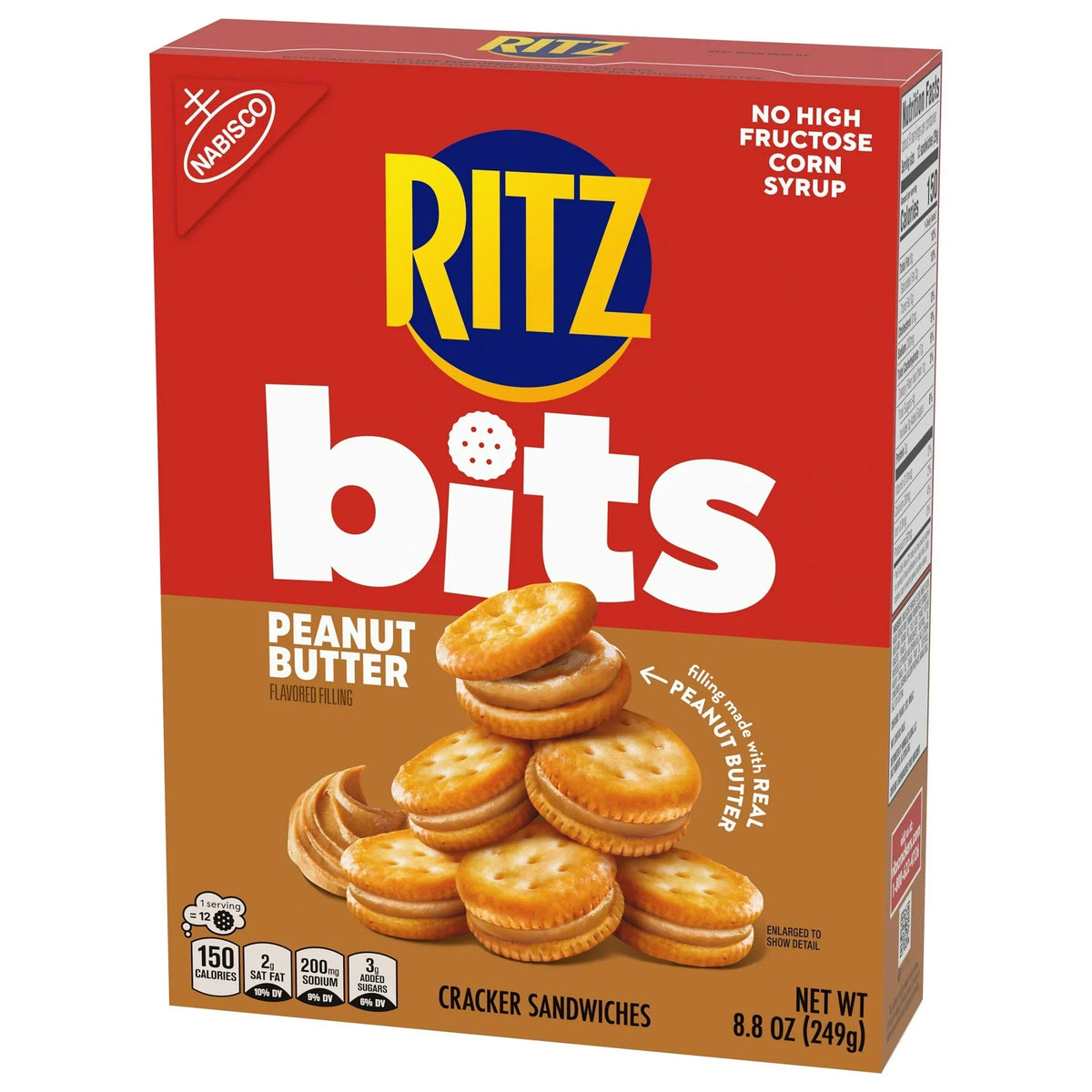 RITZ Bits Peanut Butter Sandwich Crackers, Snacks, Lunch Snacks 8.8 oz