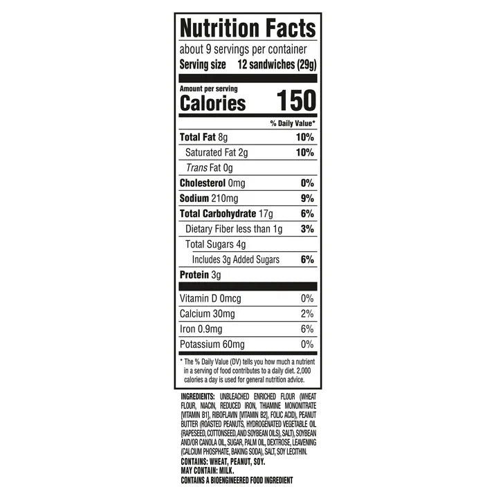 RITZ Bits Peanut Butter Sandwich Crackers, Snacks, Lunch Snacks 8.8 oz