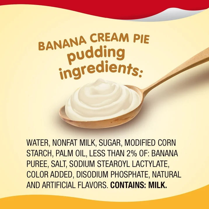 Snack Pack Banana Cream Pie Flavored Pudding, 3.25 oz Cups, 4 count