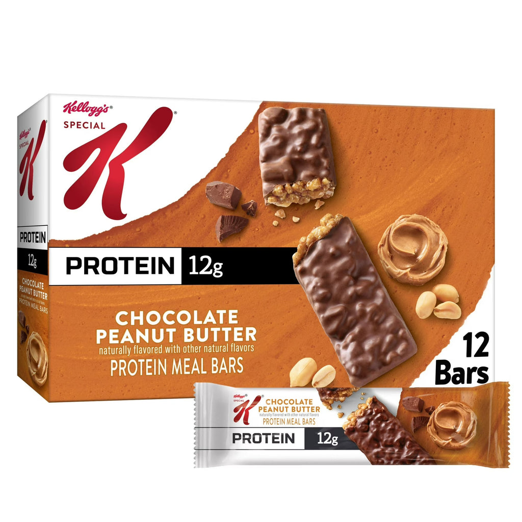 Special K Bar Chocolate Peanut Butter Chewy Protein Meal Bars, 12g Protein Snacks, 12 Bars