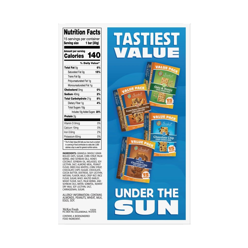 Sunbelt Bakery Chewy Granola Bars, Chocolate Chip, 15 ct
